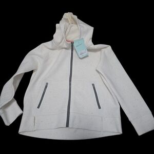 DSG Cream Hoodie with Gray Zipper